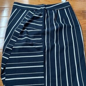 NWT Loft Navy Skirt with White Stripes size 14